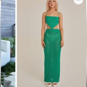 Free Time Crochet Maxi Skirt - Green - Peppermayo